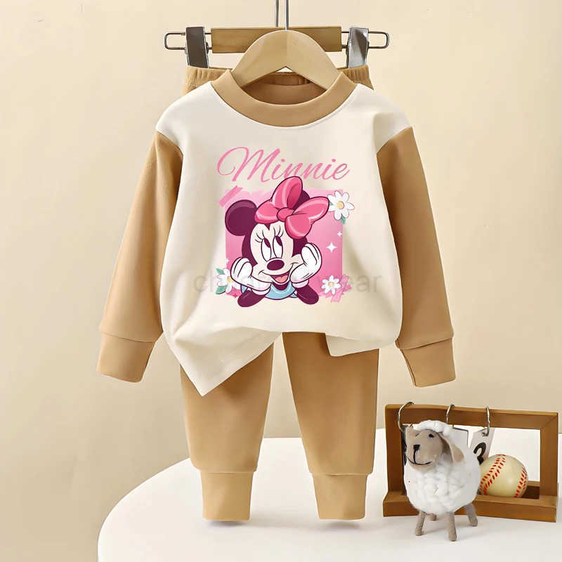 Disney Springautumn New Childrens Clothing Sets Baby Girls O Neck Hoodies Pants Two Piece Kids Casual Sweatshirt Set Tracksuit H251022