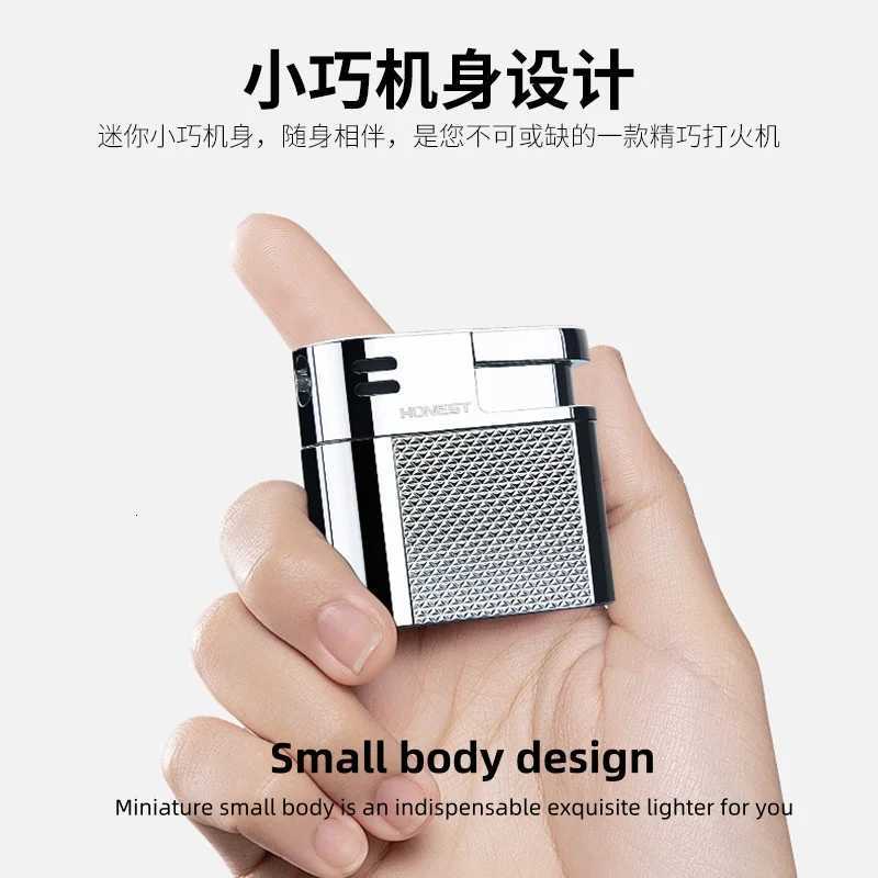 Retro slanted fire pipe metal lighter soft flame inflatable lighter men smoking accessories gift C251022