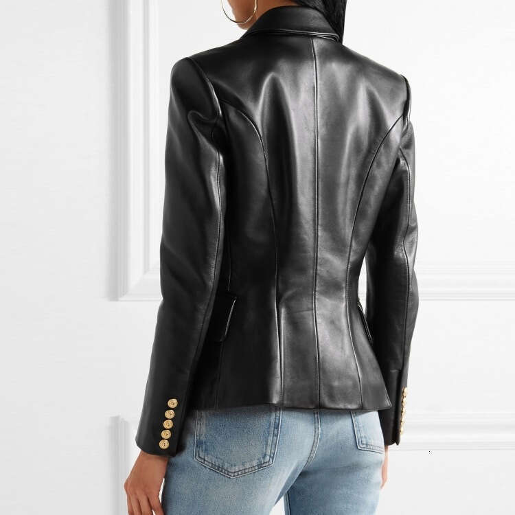 2025 High Quality Fashion Genuine Leather Women's Jacket Korean Style Short Sheepskin Motorcycle Coat Fashion Versatile Long Sleeve Slim Fit Comm