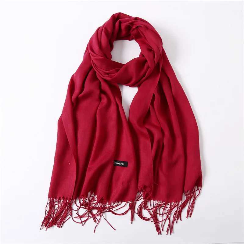 2024 Fashion Solid Color Women Thin Tassel Long Scarf Hijabs Lady Shawls Cashmere Like Hijabs Scarves Wraps J251129