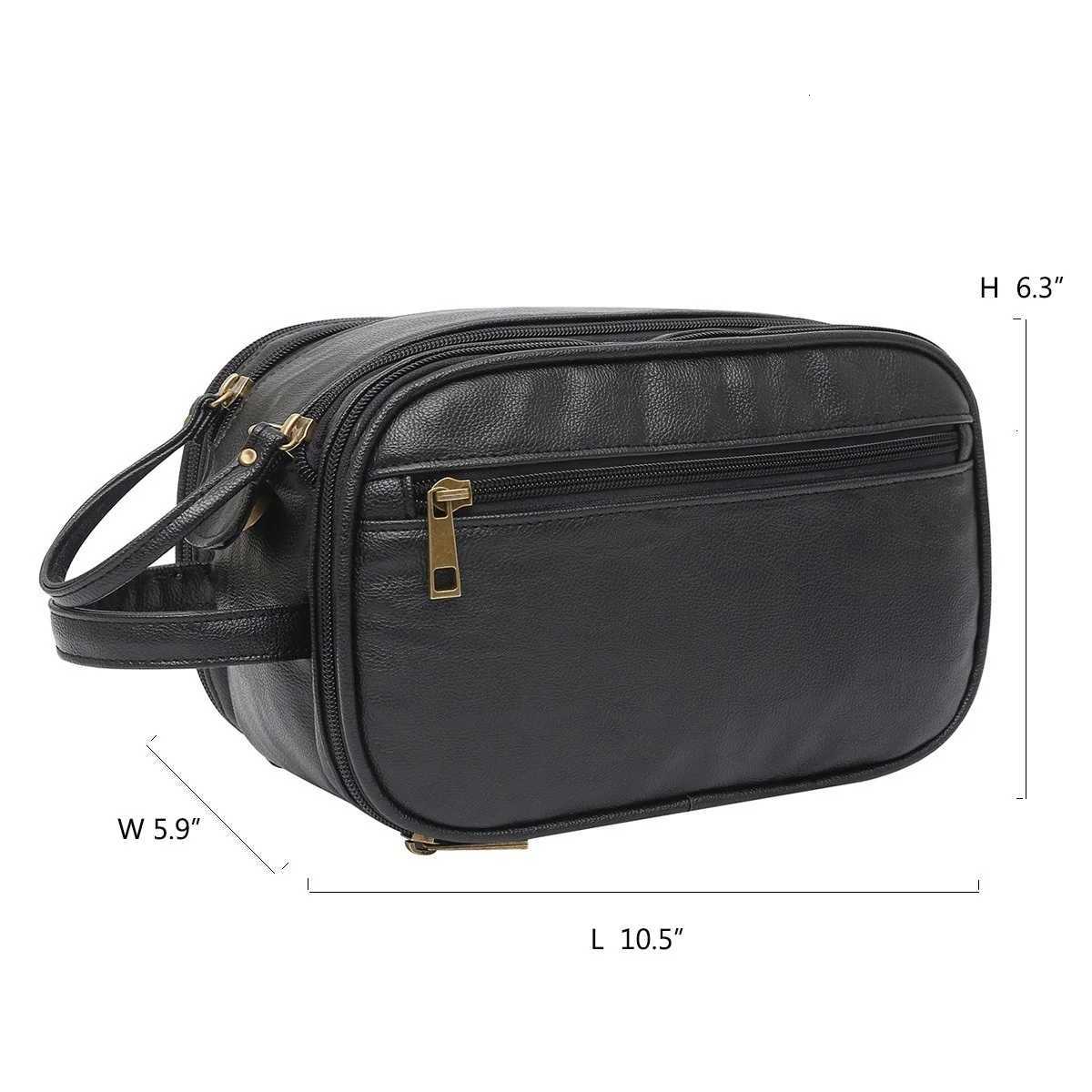 Toiletry Bag for Men Large Travel Shaving Dopp Kit Waterresistant Bathroom Toiletries Organizer PU Leather Cosmetic Bags W251022