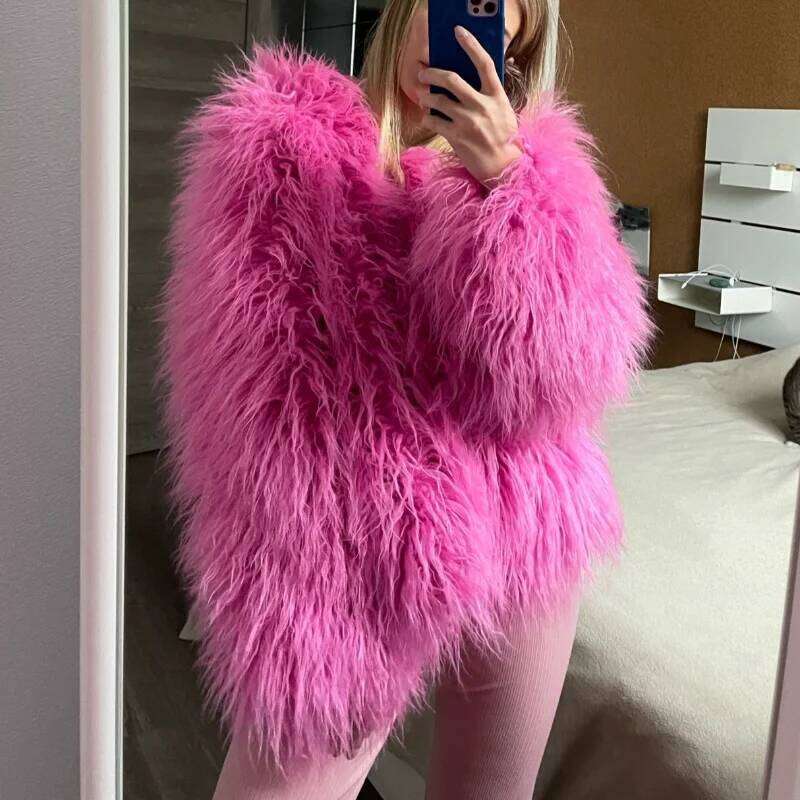 Autumn Winter 18 Colors Faux Coat and Jackets Women Casual Warm Round Neck Fluffy Fur Coats Female