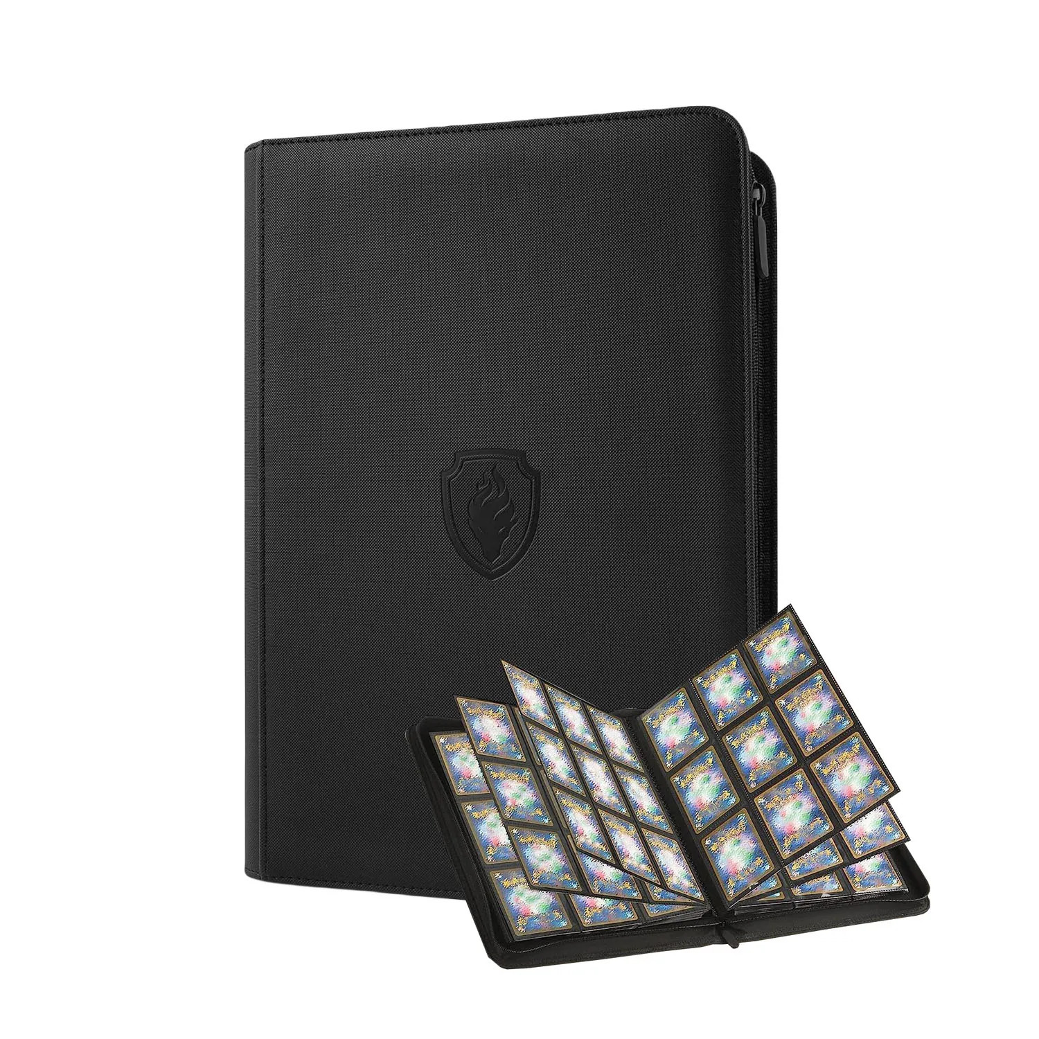 9 Pocket Trading Card Binder PU Cover Zipper Card Collection Album Sturdy 360 SideLoading Card Folder Holder for Game Cards 251013