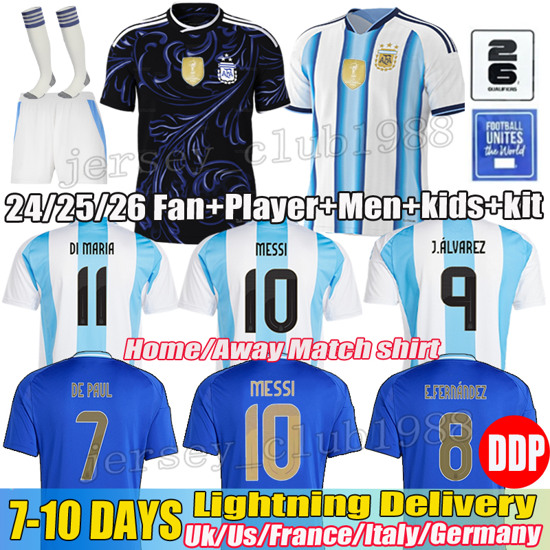 25 26 Argentinas soccer Jerseys MESSIS GARNACHO DE PAUL National Team MARTINEZ Maradona kids kits Football Shirt 24 SUAREZ Miamis FC Argentinas Jersey 25 26