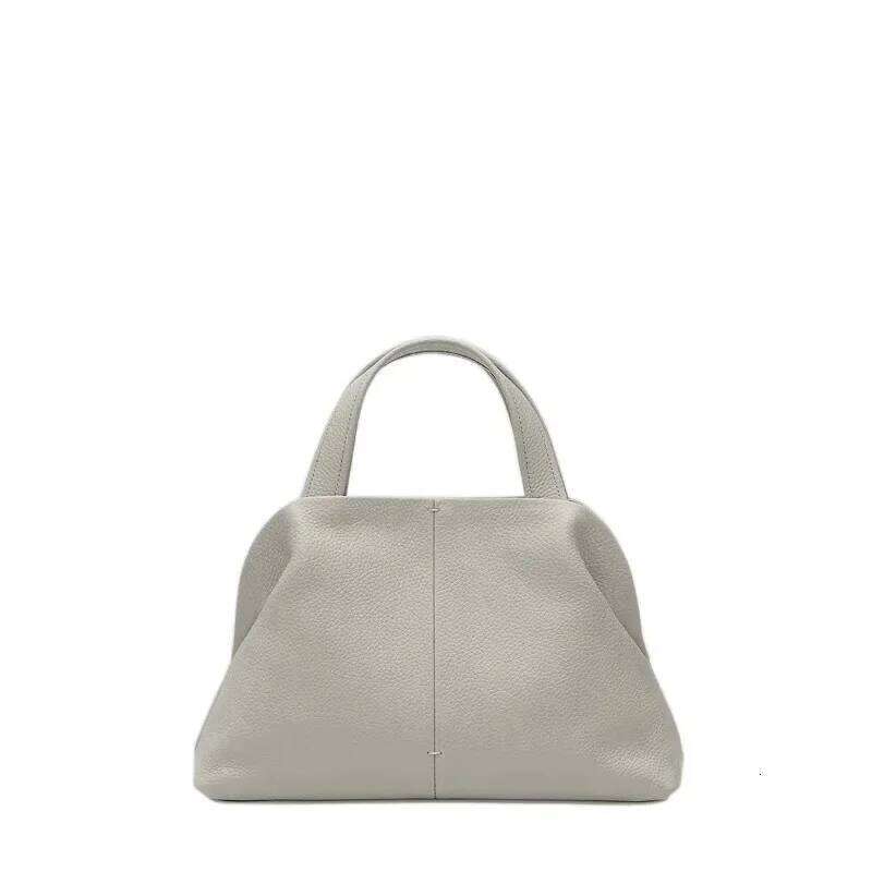 Top Layer Cowhide Leather Large Capacity Handbag Women's New 2025 Fashion Autumn Winter Boston Pillow Bag