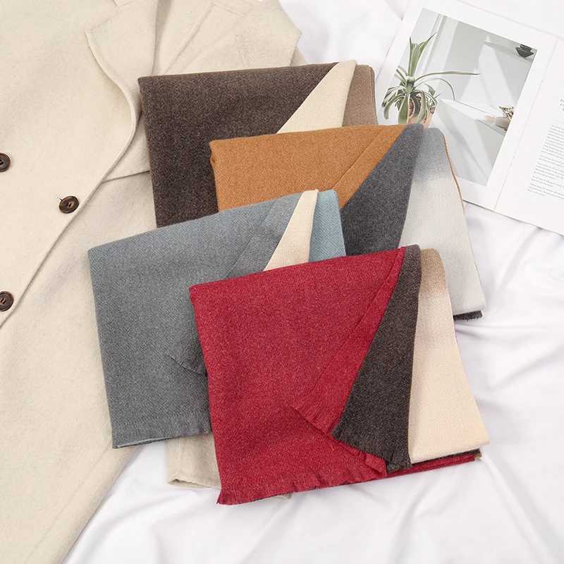 New 2024 Gradient Cashmere Scarf Women Tassel Ombre Shawl Winter Warm Blanket Scarves Thick Neckscarf Female Muffler J251118