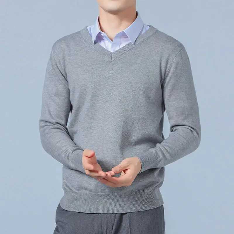 Soft Cashmere Sweater Mens Clothing Autumn Winter Pullover Business Casual Bottom Vneck Knitted Woolen Slim Fit Knitwear MaleXJ251022