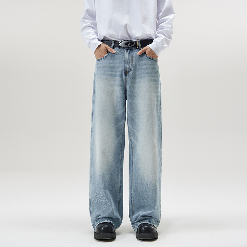 Men's Jeans Retro Blue Button Aipper Luxury brand Design Men Cargo Pants Casual Loose Gothic Trousers Autumn High Street Loose style Black Long P
