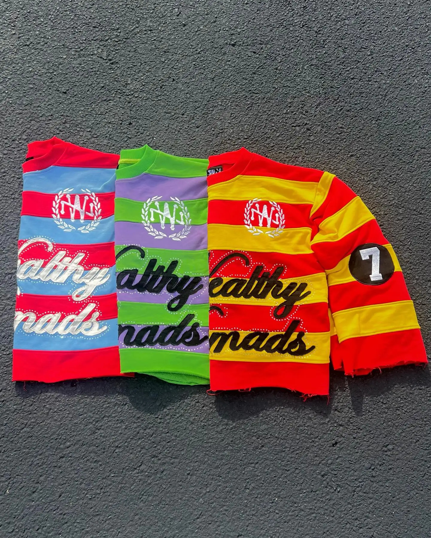 Men Women Hip Hop Letter Embroidery Patchwork Stripe Graphic T Shirt Y2k Harajuku Fashion Round Neck Shirt Long Sleeved T Shirts 251020