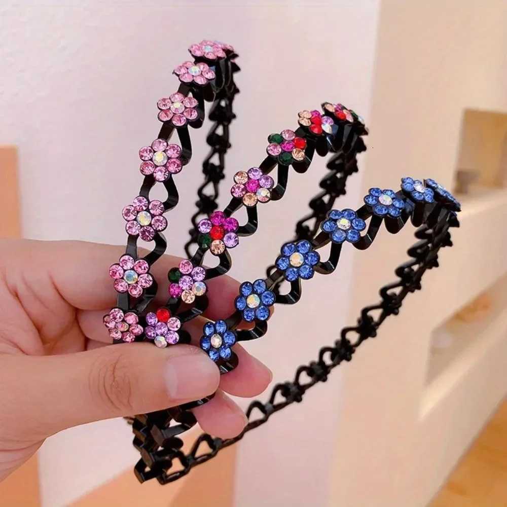 New Nonslip Rhinestone Headbands Solid Wave Hairbands for Women Girls Bezel Fashion Hair Hoop Ladies Boutique Hair Accessories V251022