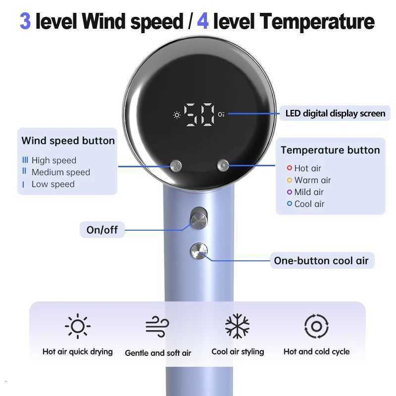 2025 New Professional Salon Hair Dryers Negative Ion Brushless Blower Dryer Smart LED High Speed Hair Dryer for Home TravelXJ251022