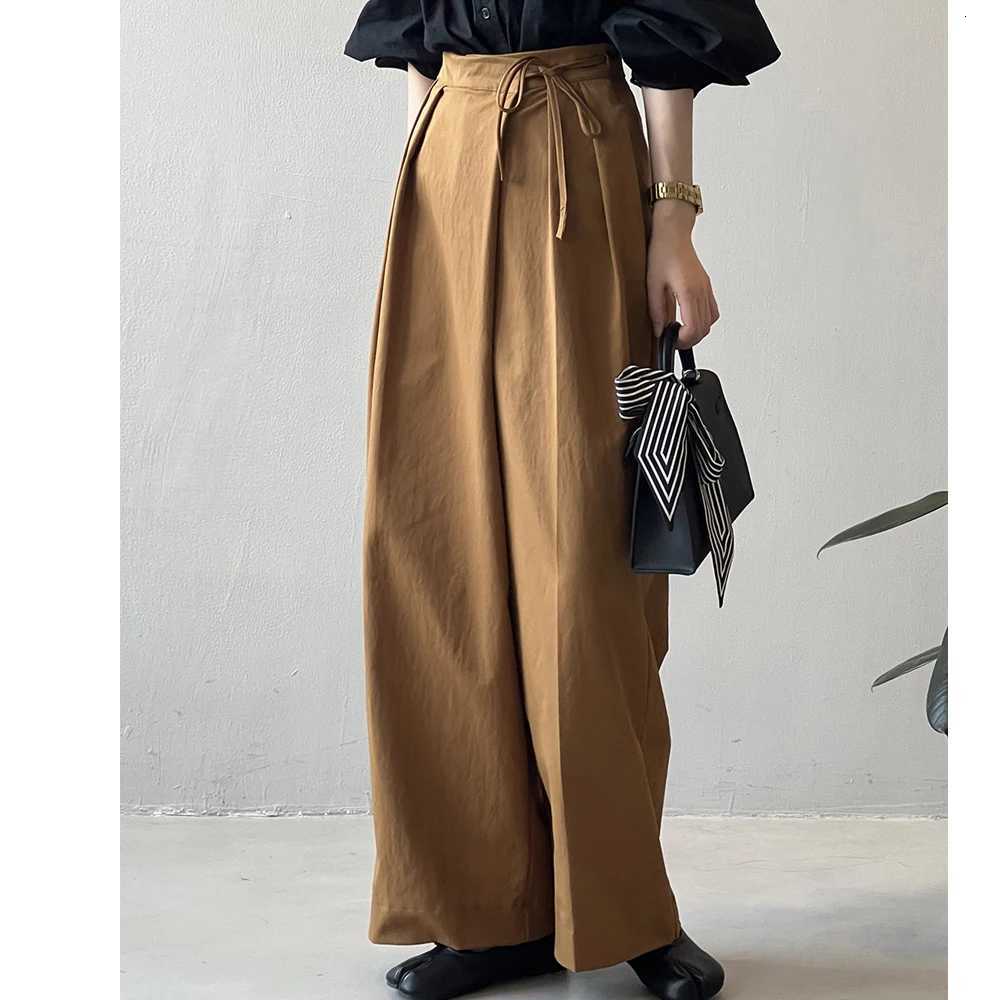 2024 Women Casual Wide Leg High Waist Pants Fashion Clothes Black Brown Pants Female TrousersT251022