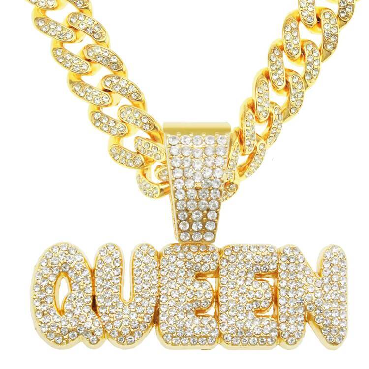 Fashion 18k Gold Plated Hip Hop Jewelry Mens Iced Out Customized Trend Design Letter Alphabet Cuban Lidynamic Chain Pendant Necklace