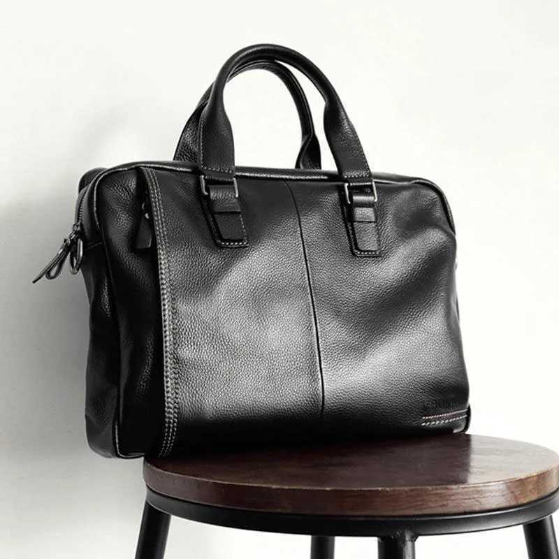 High Quality Cowhide Mens Business Handbag shoulder bag 100 Genuine leather Briefcase for men Commuting crossbody bag W251022