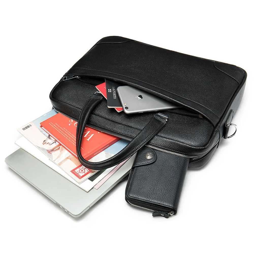 WESTAL Mens Leather Briefcase For Documents Genuine Leather 14 Inch Laptop Bag Shoulder Bags Men Leather Briefcases Totes 9082 W251022