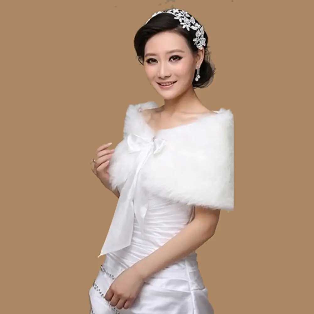 Winter Cape White Fur Shawl Wedding Accessories Elegant Bridal Wrap Women Wedding Jackets Soft Cape Imitation Fur J251118