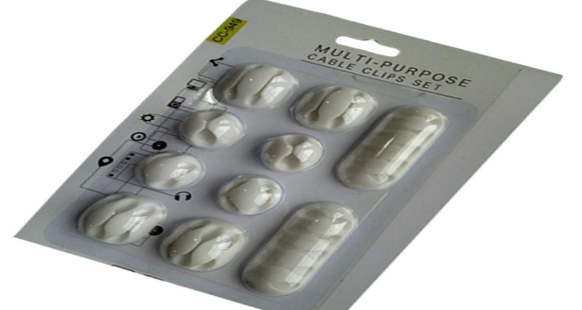 10Pcsset Multipurpose Single Double Five holes Wire Cord Cable Clips Ties USB Charger Holder Organizer With Adhesive Desk new1545365