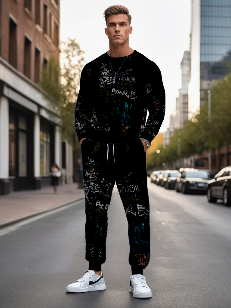 Men's Ankle-Length Knitted Sweatshirt Comfortable Cotton Blend Long Sleeve Round Neck Outdoor Casual Brown Color - YLWY00111