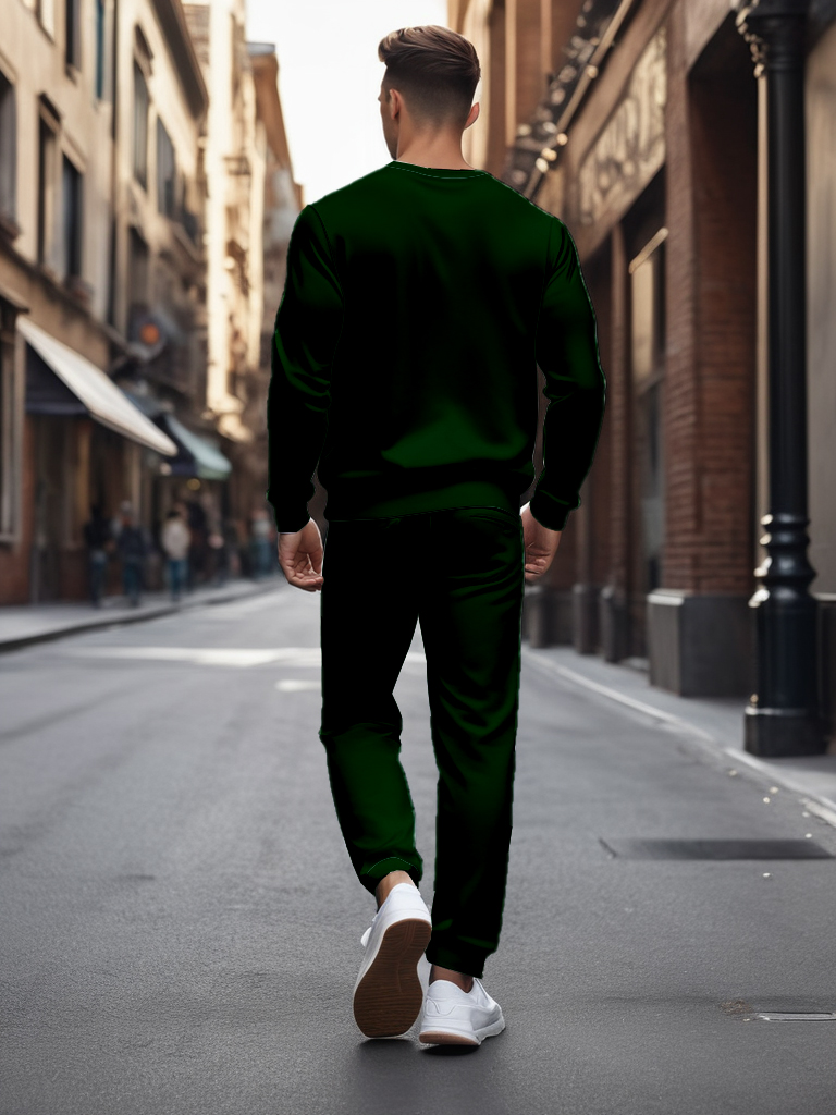 Men's Brown Knitted Cotton Blend Long Sleeve Round Neck Sweatshirt Ankle-Length Casual Outdoor Comfortable T-Shirt - YLWY00196