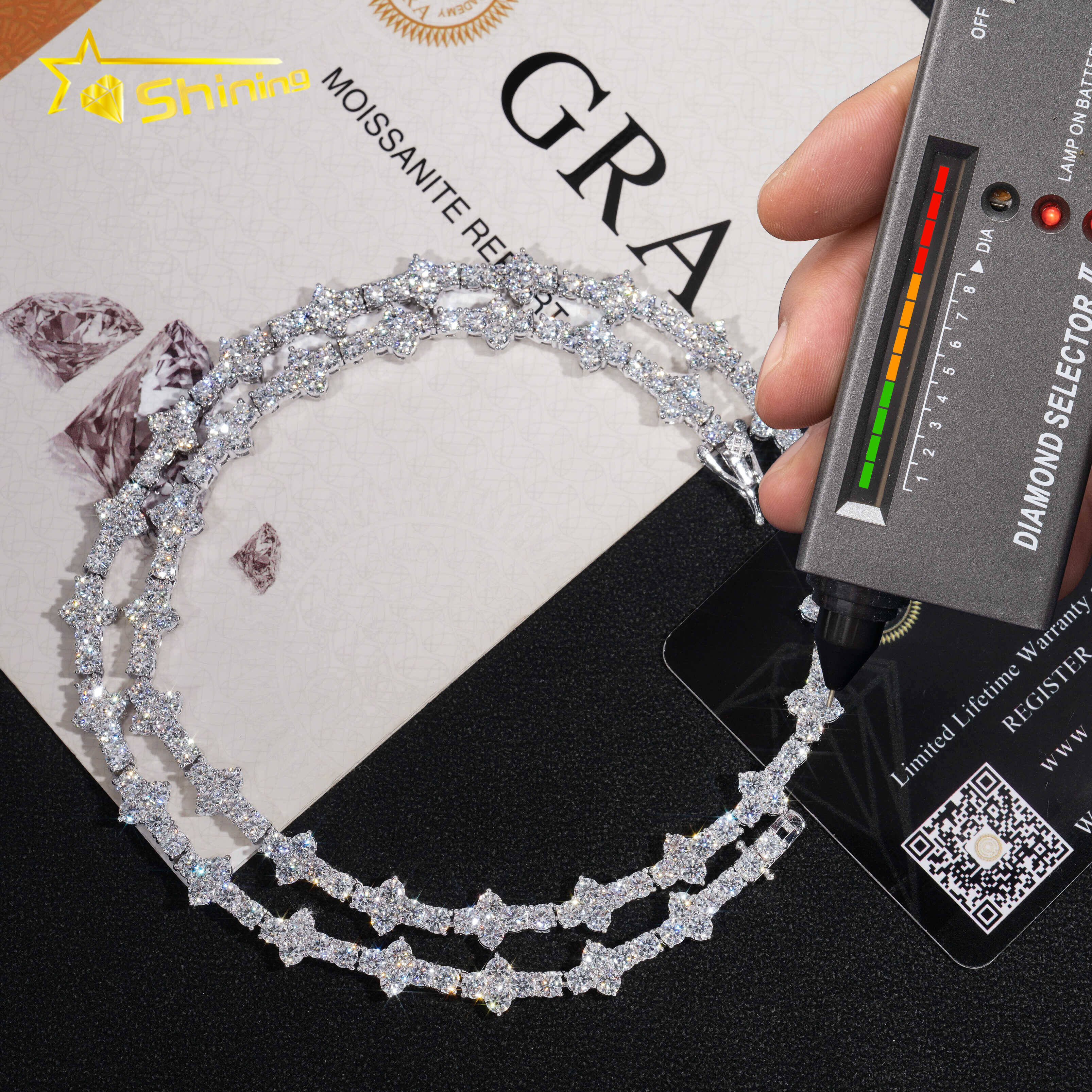 In Stock Cheapest Price Hip Hop Jewelry 925 Sterling Silver 3mm VVS Moissanites Diamond Cross Necklace Moissanite Tennis Chain