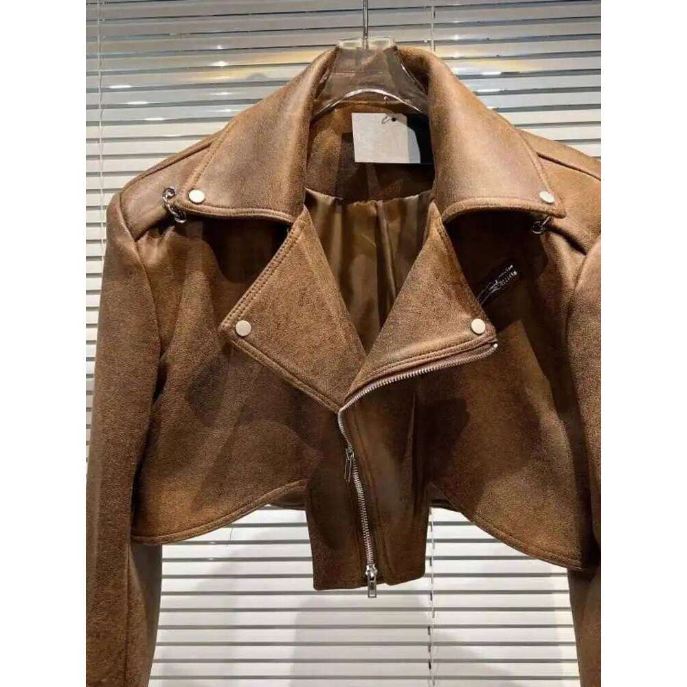 DEAT Women Street Motorcycle Personality Short PU Leather Jacket Long Sleeve Fashion Temperament 2024 Spring New 11D8791