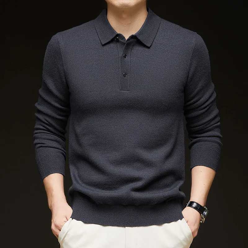 7 Colors Business Mens Sweater Knitwear Autumn Winter Casual Lapel Buttons Polo Shirt Korean Fashion Male Tops Pullover NewXJ251022