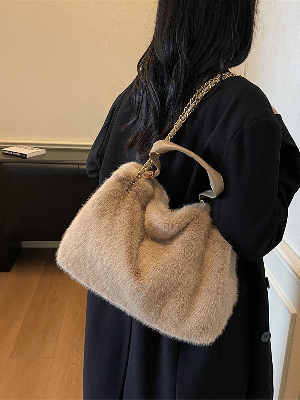 Maomaobao new Autumn and Winter Imitation Rabbit Fur Handbag Trendy Fashionable Versatile Chain Shoulder Crossbody Bag