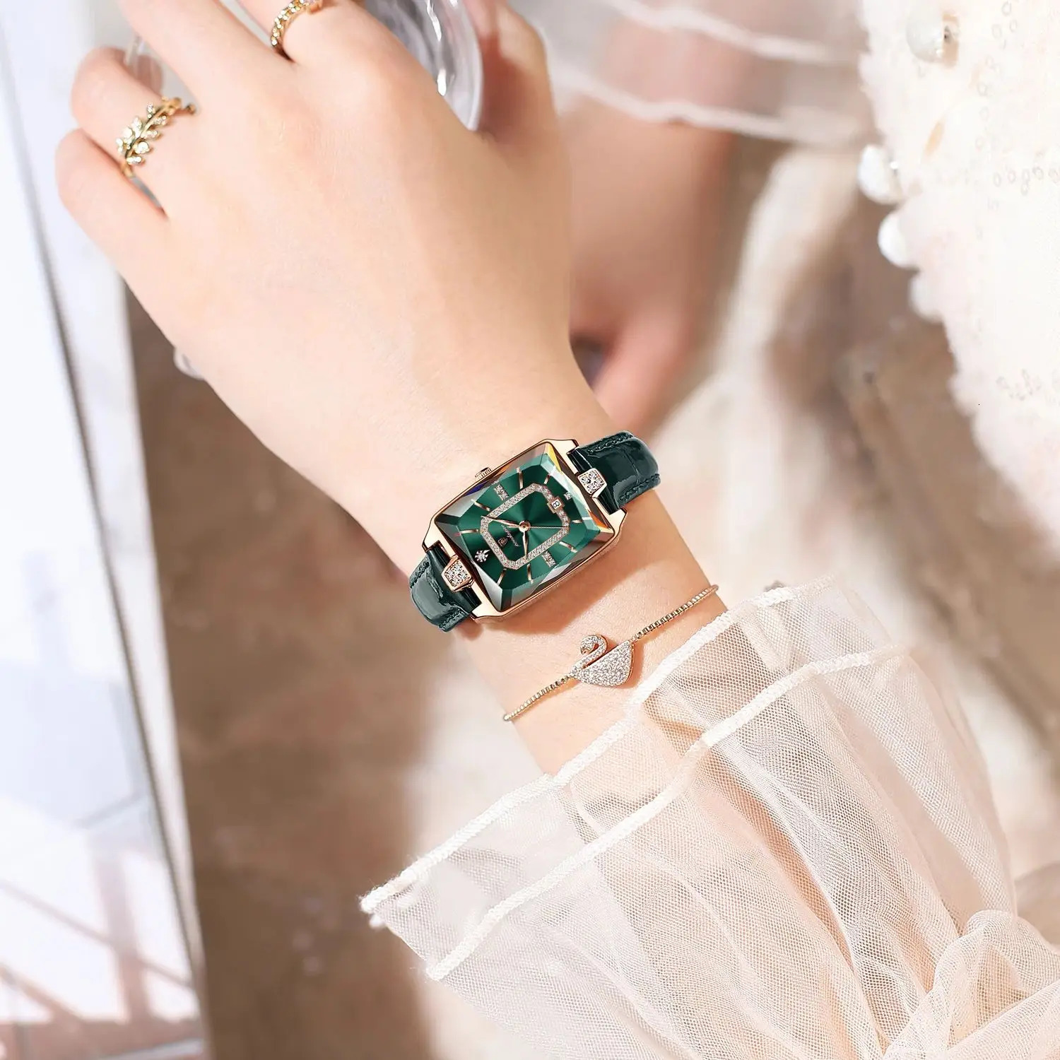 POEDAGAR Rectangle Womens Watches Waterproof Date Leather Woman Watch Elegant Fashion Quartz Women Wristwatch Reloj Gift 251027