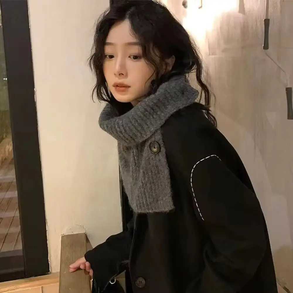 Neck Guard Knitted Turtleneck Scarf Solid Color Detachable Neckerchief Wrap Turtleneck Neck Warmer Girls J251022