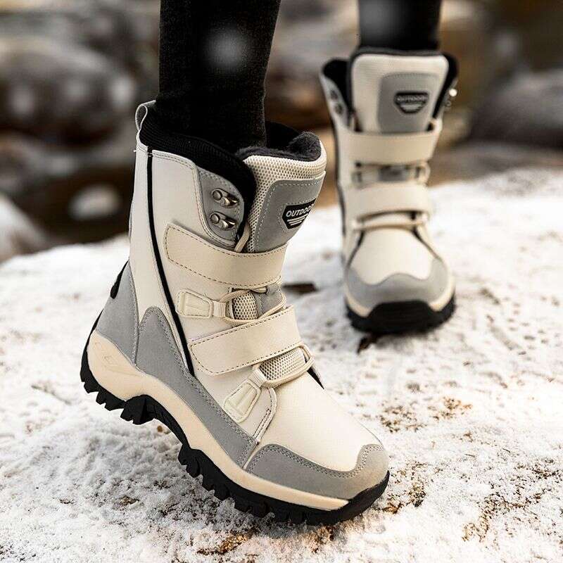 Women's Boots Mid-Calf Warm Fleece Lined Thickened Winter Waterproof Non-Slip Northeast Snow Country Outdoor Skiing Large Cotton Shoes For Women