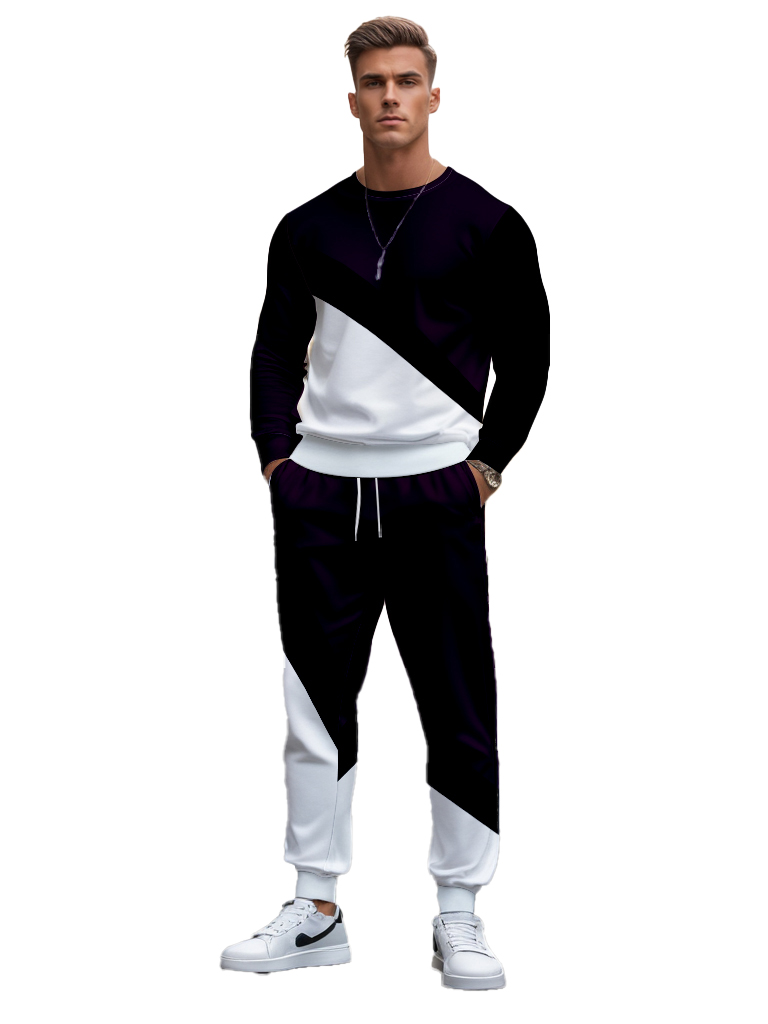 Men's Brown Knitted Cotton Blend Long Sleeve Round Neck Sweatshirt Ankle-Length Casual T-Shirt Comfortable Outdoor Wear - YLWY00152