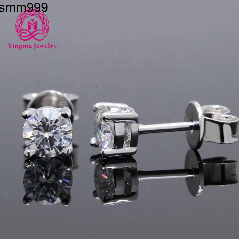 moissanite earrings 1ct2ct Big Carats Fashion Jewelry Earrings 2021 Sterling Silver 925 Earrings VVS White Round Cut Moissanite Earrings Stud