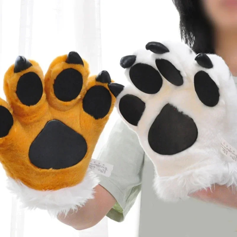 TigerPanda Paw Plush Gloves Striped Fluffy Animal Stuffed Toys Padded Hand Warmer Halloween Cosplay Costume Mitten 251021
