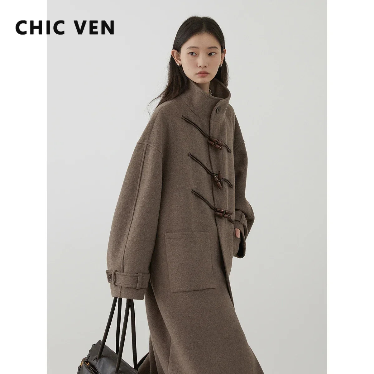 CHIC VEN Women Woolen Coats Fashion Retro n Button Loose Long Overcoat Korean Female Clothing Autumn Winter 251021
