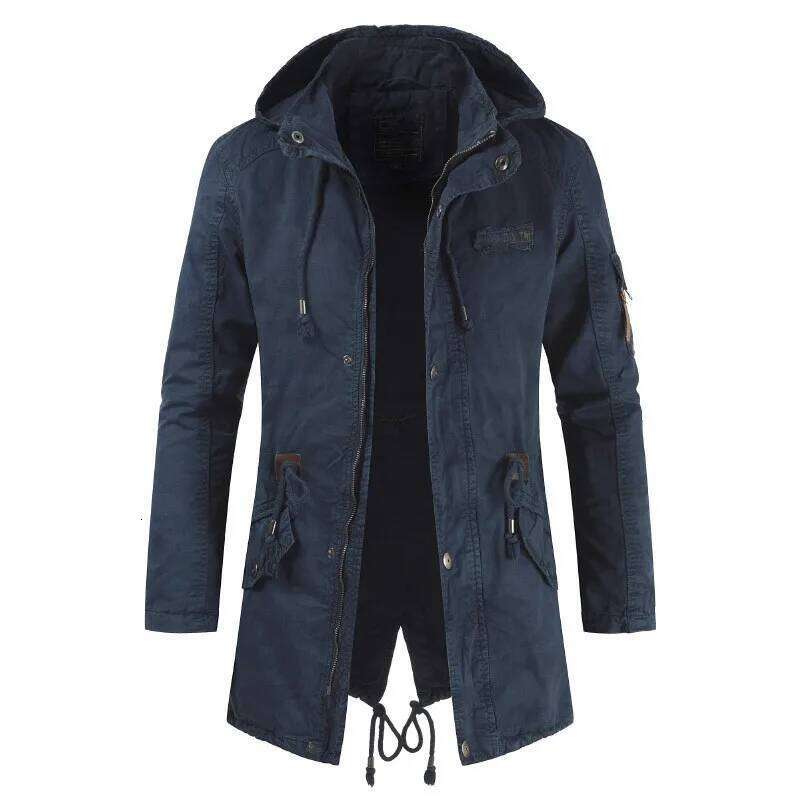 New Jackets Hooded Trench Outerwear Casual Solid Outdoor Coat Military Windbreaker Fashion Windproof Jacket Mens Clothing