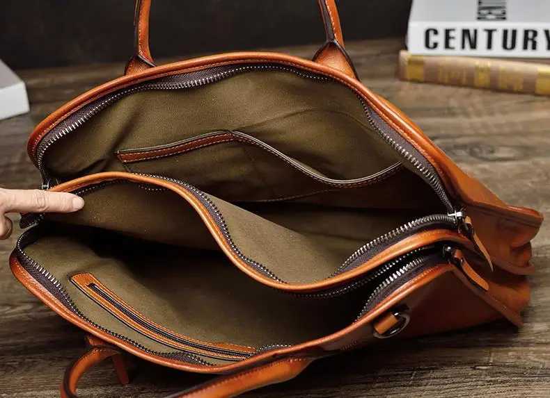 Cowhide Genuine Leather Mens Handbags Business Briefcases Large Capacity 1417 Inch Computer Bag Travel Shoulder Messenger Bags W251022