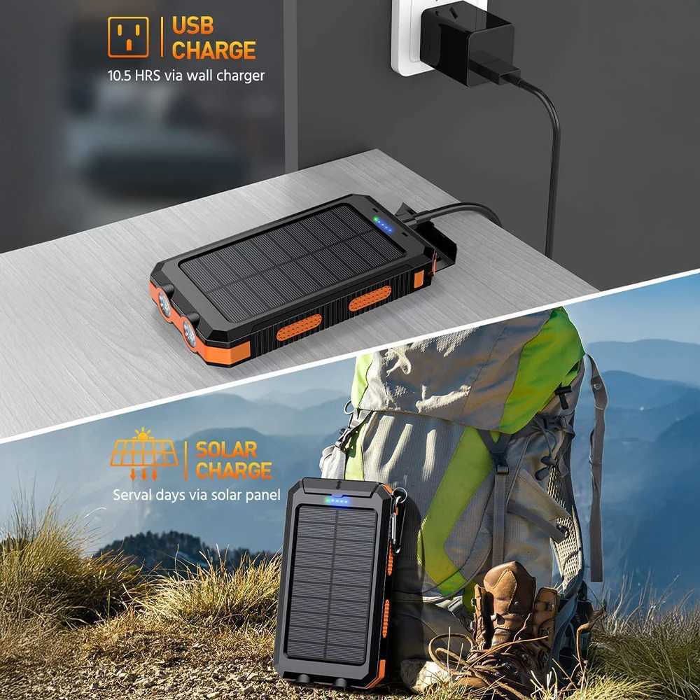 Solar Power Bank 80000mAh Portable Charging Poverbank External Battery Charger Strong Light LDE Light for All Smartphones J251114