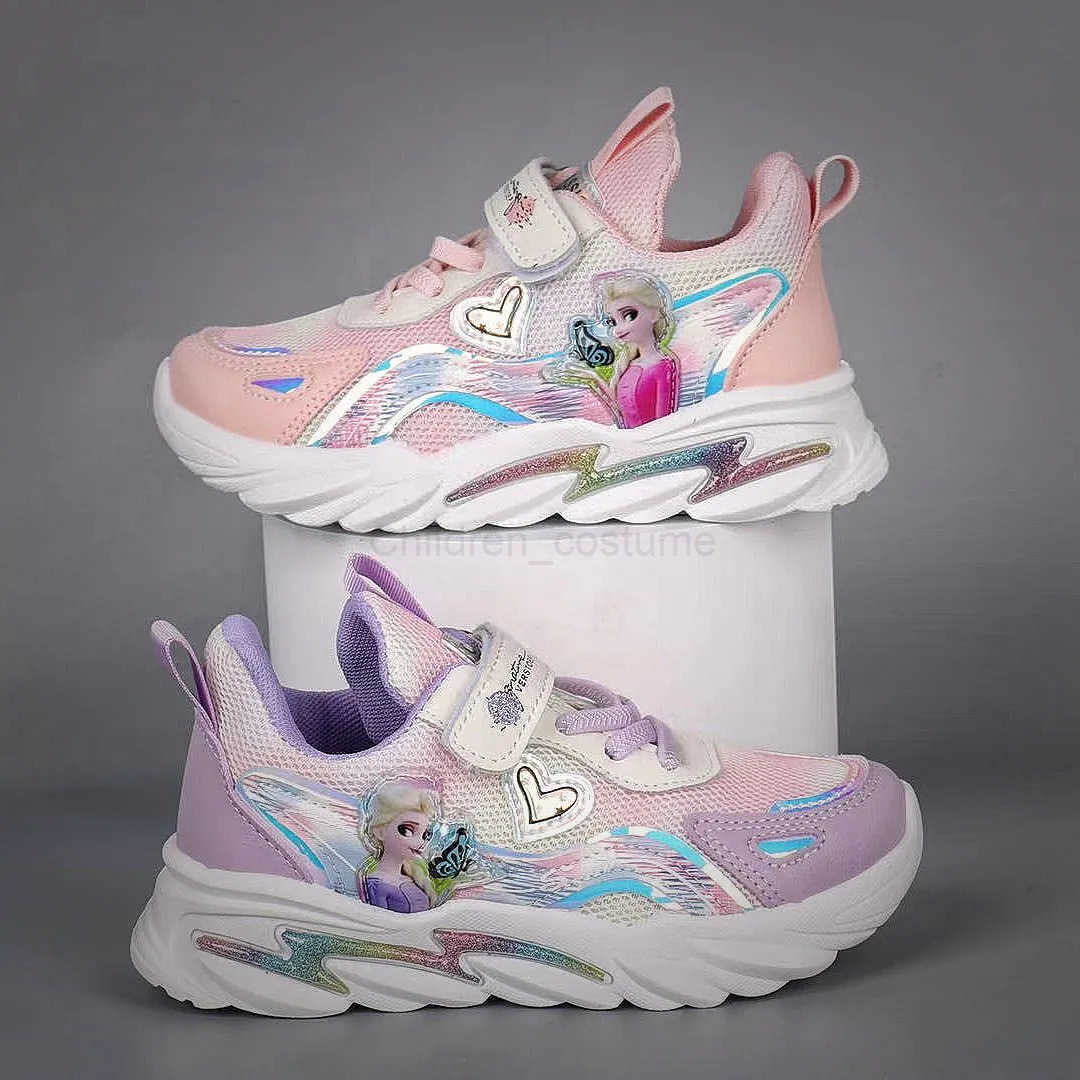 Disney Childrens Casual Shoes Girls Sneakers Mesh Priness Elsa Frozen Fashion Childrens Breathable Running Shoes Size 2138 H251022