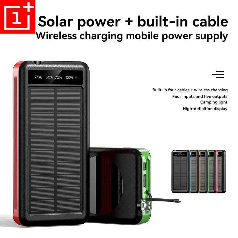 ONEPLUS 50000mAh 4 In 1 Solar Wireless Power Bank Large Capacity Portable Charger Fast Charging External Battery For Phone New J251114
