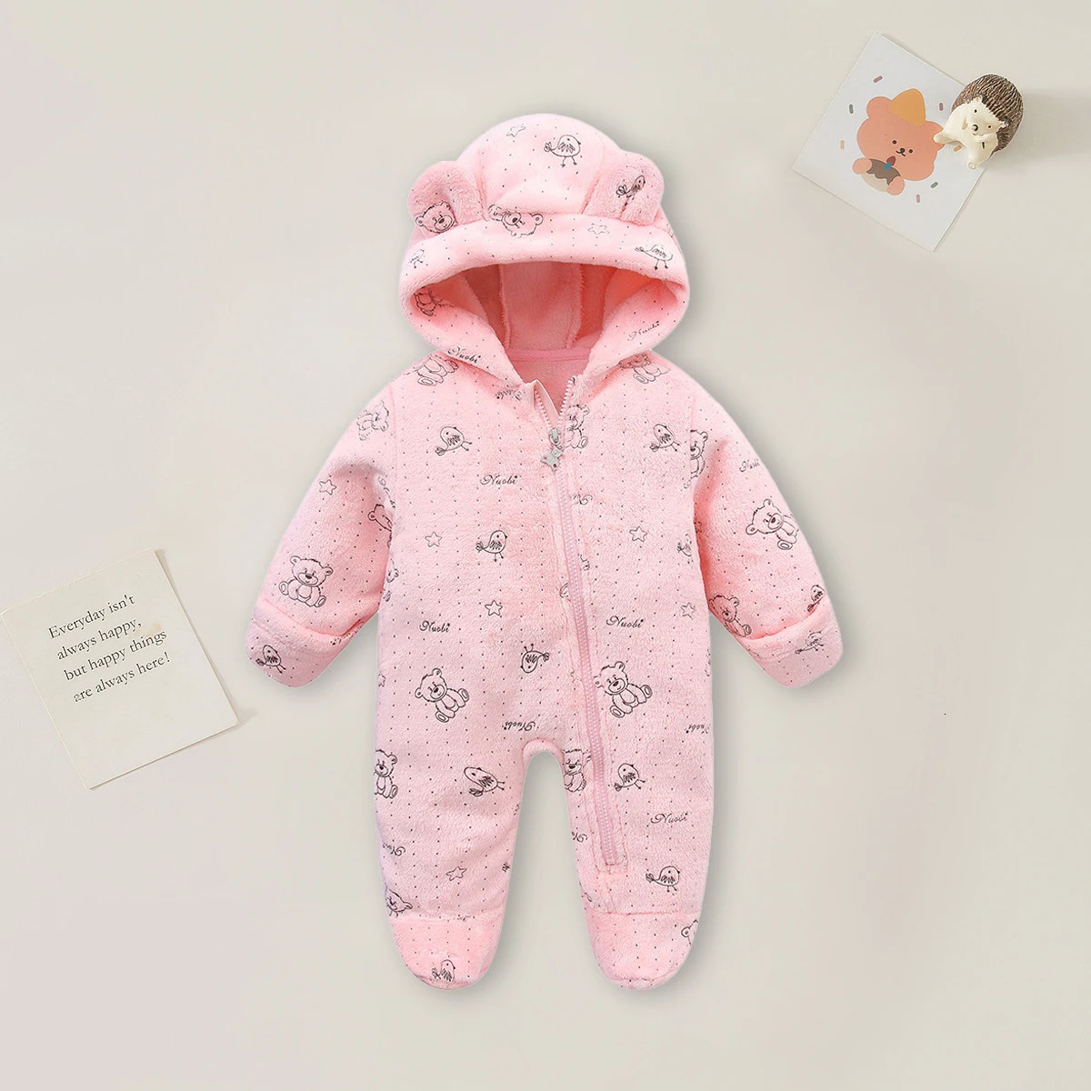AYNIGIELL 012M Cartoon born Bodysuit Warm RompersSoft Baby Clothes Flannel Autumn Winter Boys Girls Jumpsuit 251022