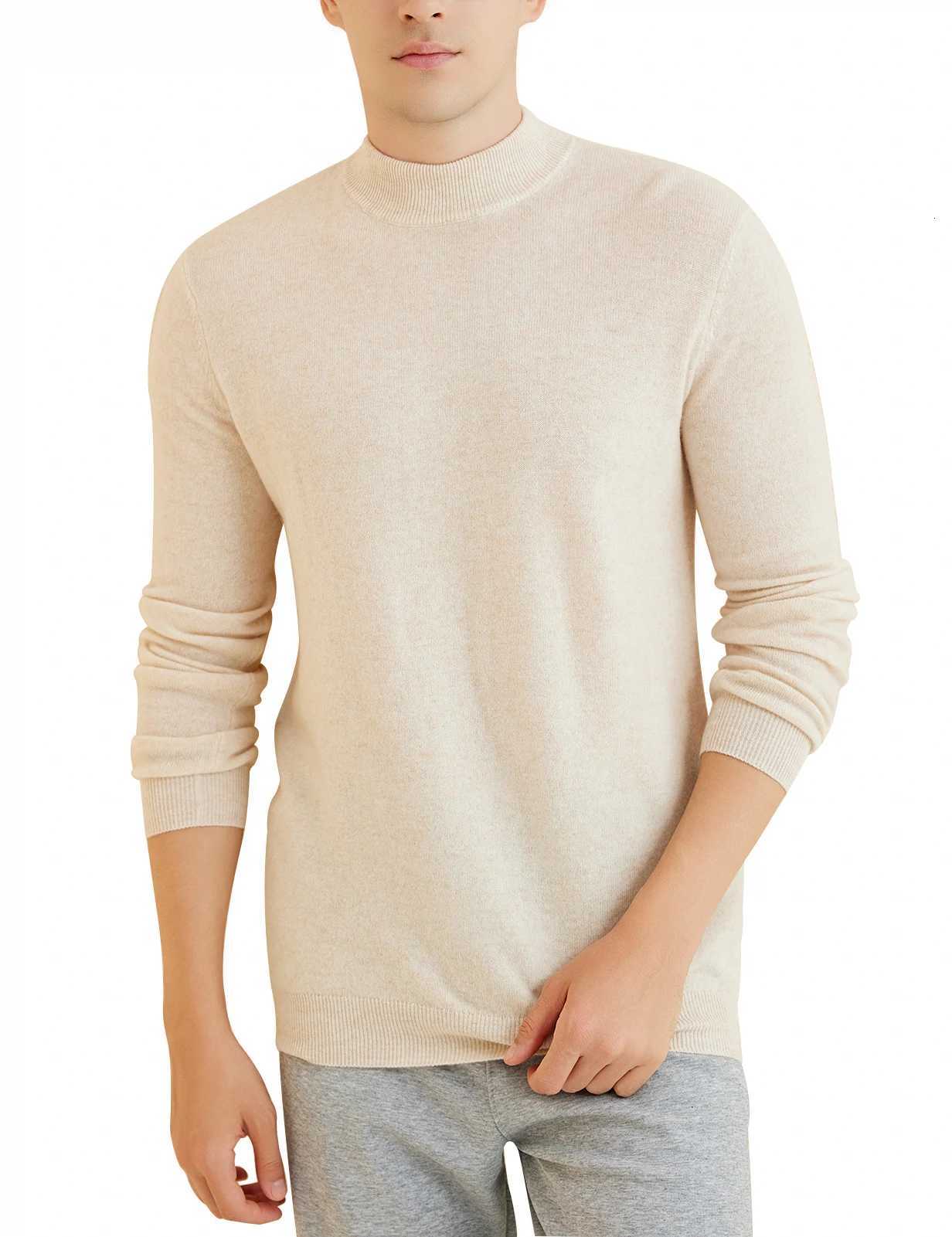 Sweater for Men 100 Merino Wool Knit Sweater Fall Winter Warm Long Sleeve Mock Neck Knit Pullovers Male Korean Luxury ClothingXJ251022