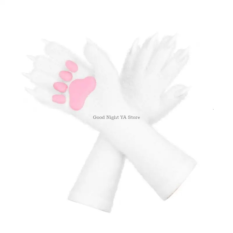 Halloween Long Gloves Silicone Soft Plush Pad With Nails Adult Kids Cosplay Prop 251021
