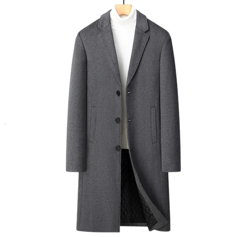 Winter Men Coat Wool Thicken Warm Casual Male Trench Business Singlebreasted Mens Long Fashion 251017