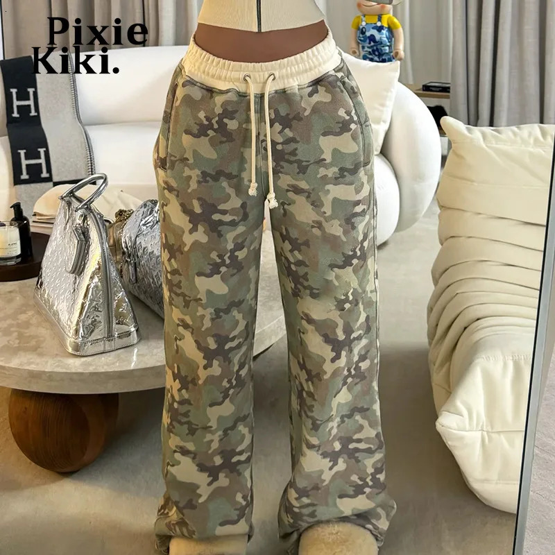 PixieKiki Two Piece Sets Camo Zip Up Hoodies and Sweatpants Fashion Tracksuit Women Y2k Street Wear Clothes P77AZE100 251010
