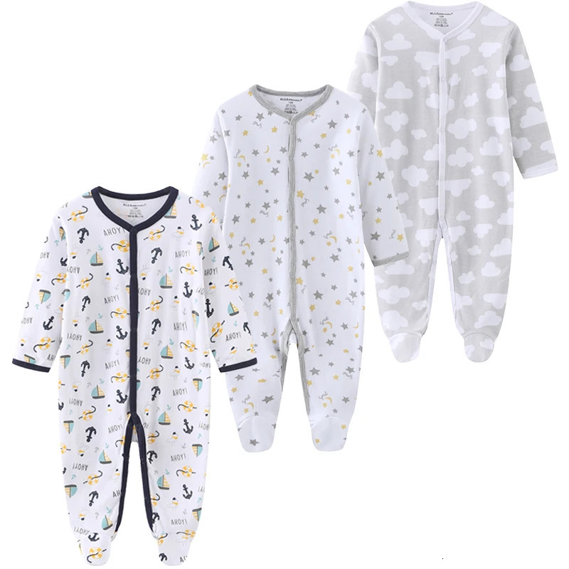012Months Baby Rompers born GirlsBoys 100Cotton Clothes of Long Sheeve 123Piece Infant Clothing Pajamas Overalls 251022