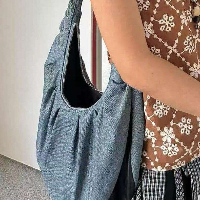 Pleated Design Shoulder Handbag Casual Daily Personalized Niche Simple Commuting