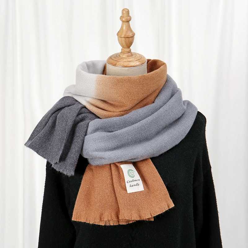 New 2024 Gradient Cashmere Scarf Women Tassel Ombre Shawl Winter Warm Blanket Scarves Thick Neckscarf Female Muffler J251118