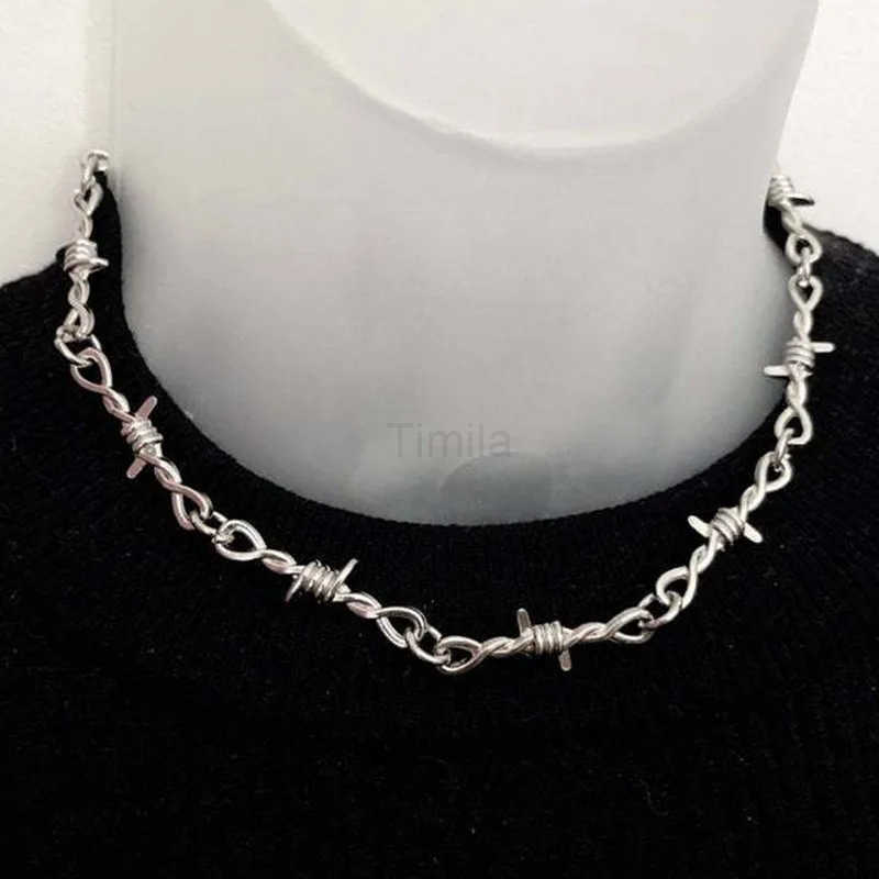ZAKOL Fashion Iron Unisex Choker Necklace Women Hiphop Gothic Punk Barbed Wire Little Thorns Chain Choker Jewelry Gifts U251022