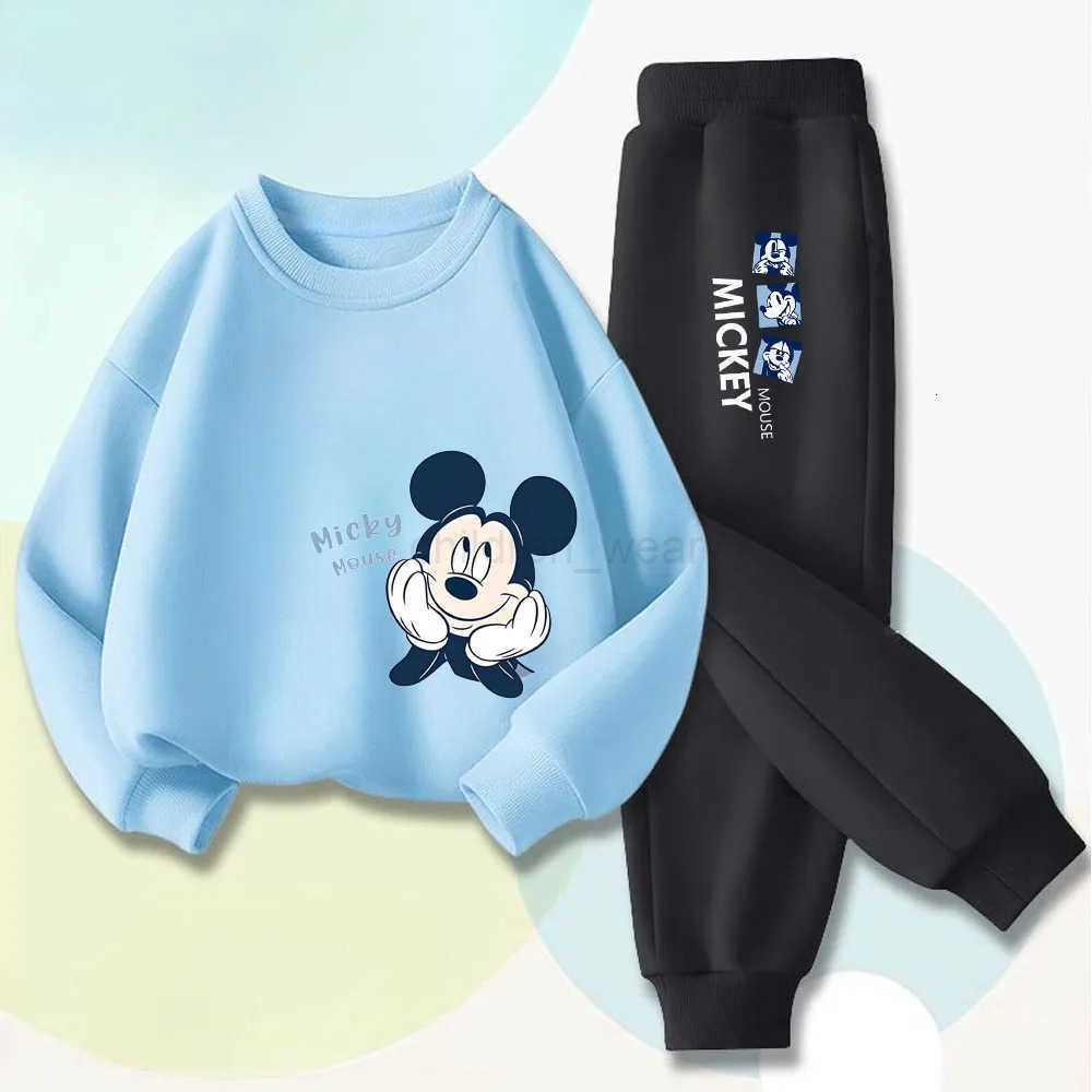 Disney Spring Autumn Children Clothes Set Kid Boy Mickey Sweatshirts Pullover Pants 2pcs Suit Children Long Sleeve Casual Suit H251022