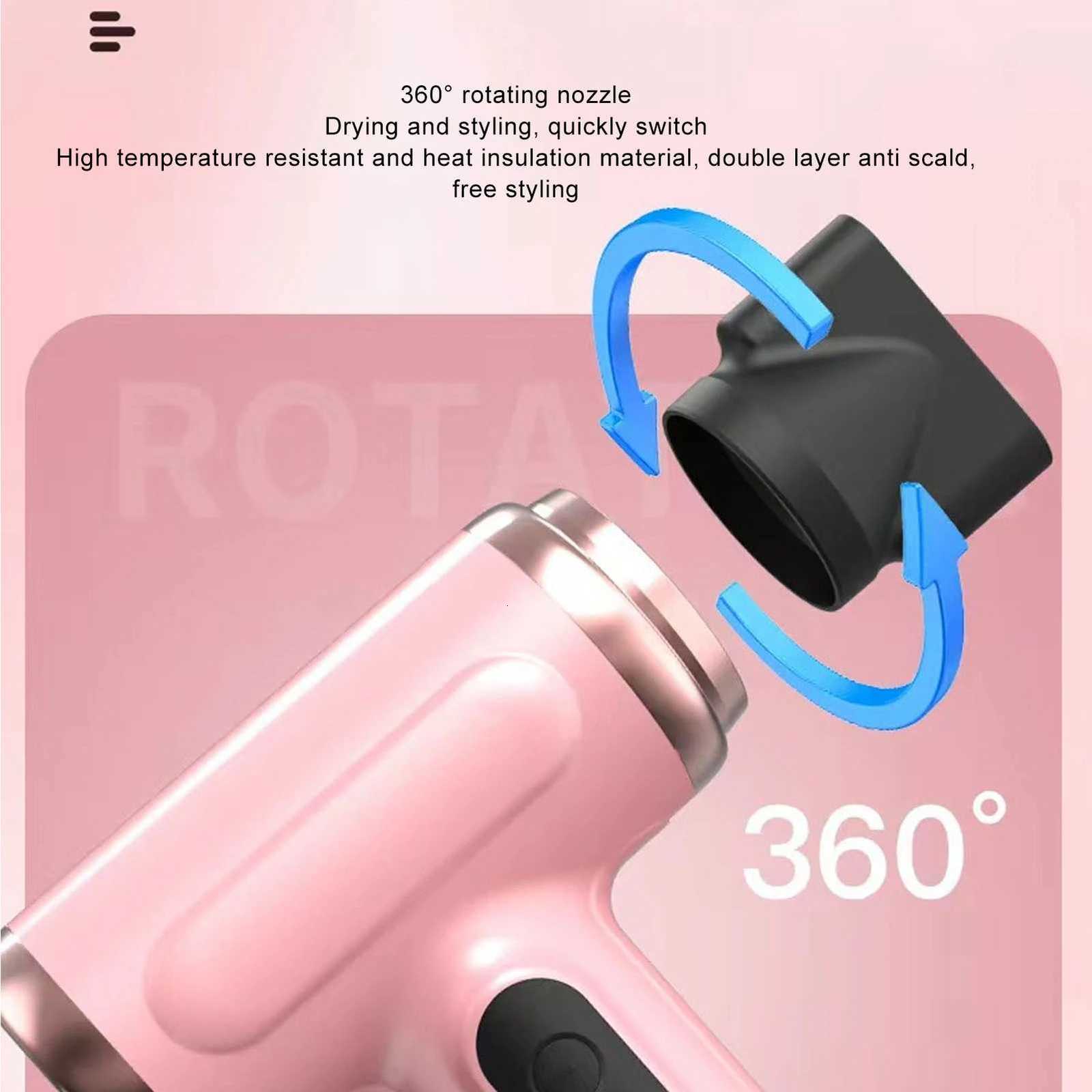 Hot and Cold Air Hair Dryer 15000mAh 200W Lightweight Multi Modes Portable Hair Dryer Ergonomic Grip with Nozzle for TravelXJ251022